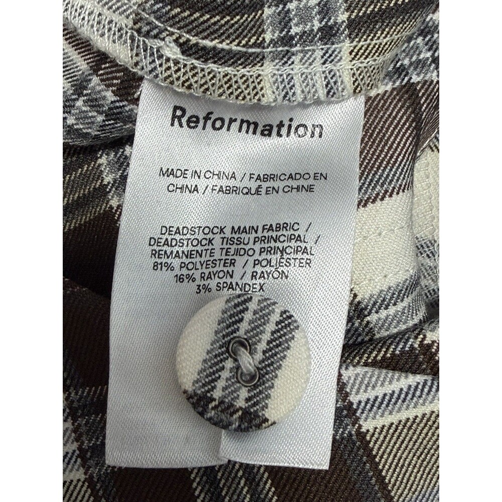 Reformation Y2K Women’s Franklin brown Plaid Straight Leg Pants Rayon Sz 2 - Picture 16 of 16